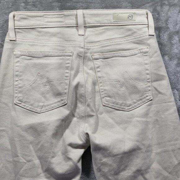 AG Mari Crop Jeans Womens 26 Ivory High-Rise Slim Straight Cropped Stretch Ecru - Picture 3 of 11